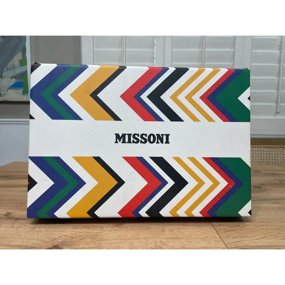 Missoni Basket High Luxury Sneaker White Blue Leather 5 M 6.5 W 37 EU NIB Unisex